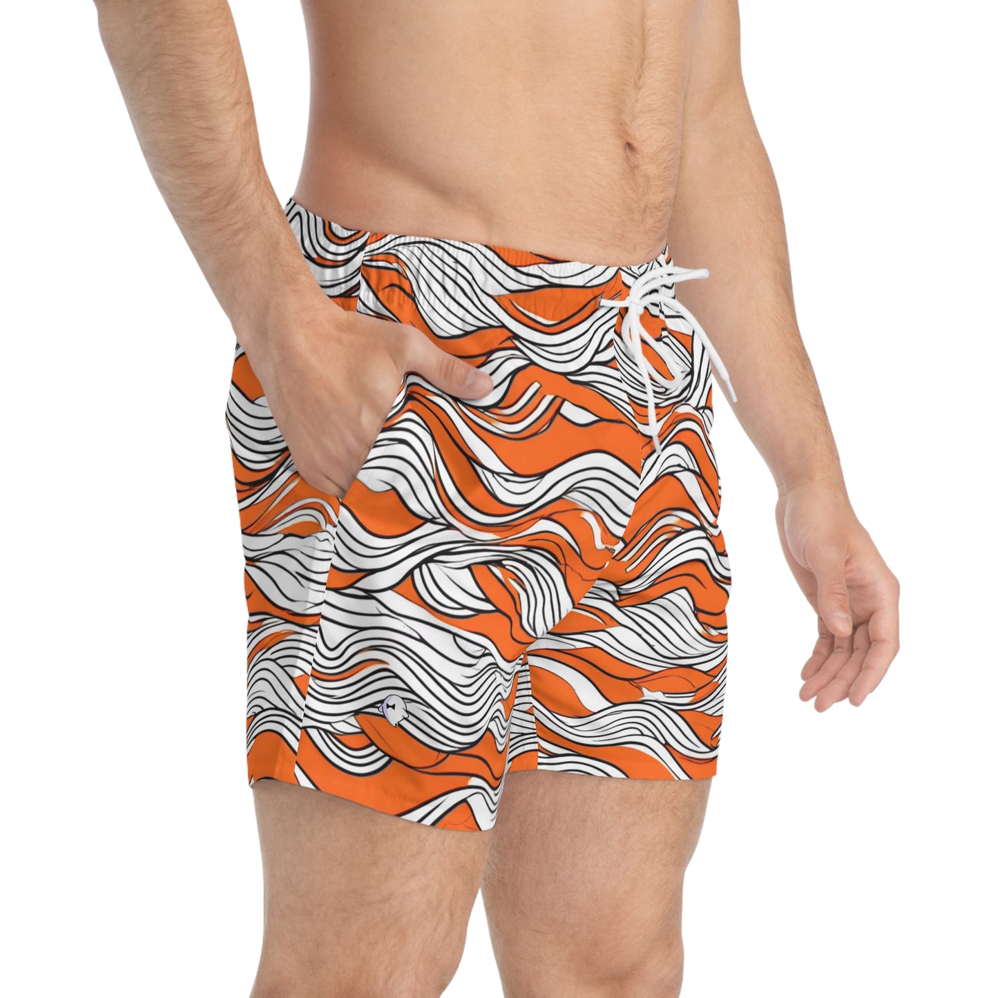 Orange Swirl Swim Trunks