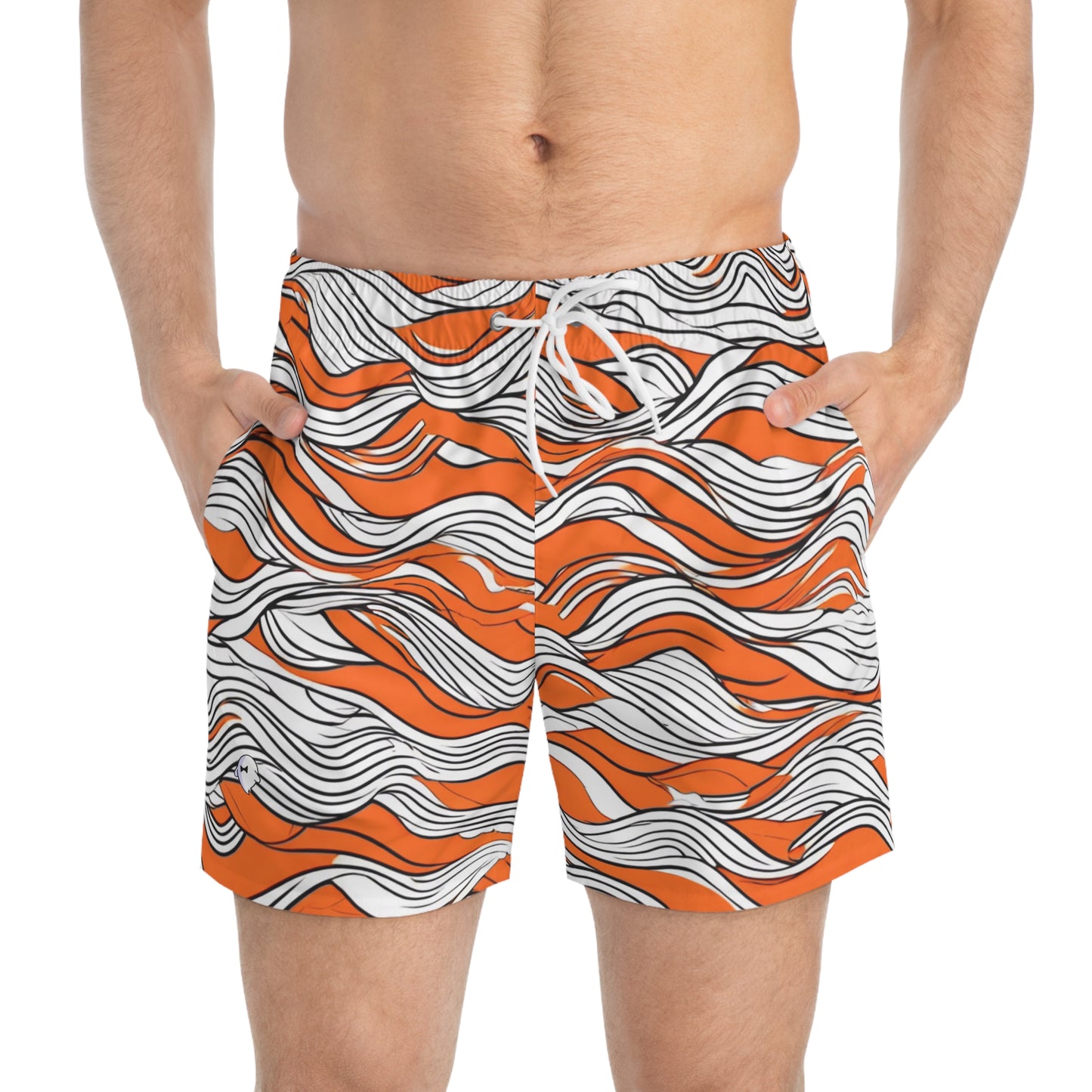 Orange Swirl Swim Trunks